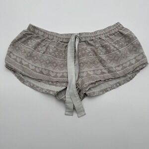 Forever 21 Womens Fair Isle Heart Snowflake Pajama Sleep Mini Shorts Size M
